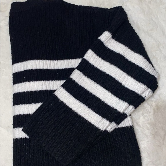 Pink Rose Black and White Striped Sweater - Picture 2 of 3